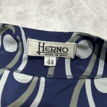 X@ イタリア製 '高級感溢れる' HERNO ヘルノ 高品質 SILK100% 総柄 ノーカラー ロング ワンピース size44 レディース 婦人服 トップス 古着_画像5