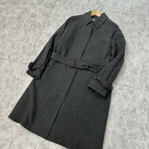 R ☆良品/ 人気モデル!! '日本製' MARGARET HOWELL マーガレットハウエル WOOL100% 比翼 ステンカラーコート 腰巻ベルト size:2 アウター