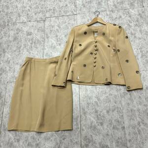 P ☆良品/ 豪華!!スパンコール装飾 'シルク100%生地' Akris アクリス 上下 セットアップ スーツ 婦人服 40 ノーカラージャケット&スカート