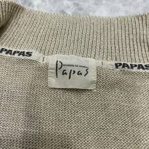 N @ 日本製 '着心地抜群' PAPAS パパス 高品質 LINEN ニット ジップアップ ジャケット sizeM メンズ 紳士服 トップス 古着 ベージュ系 _画像6