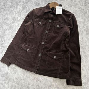 JJ@ 未使用 '着心地抜群' LANDSEND ランズエンド 長袖 ストレッチ素材 コーデュロイ ボタンシャツ size8P レディース 婦人服 トップス 茶系