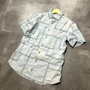 BB * popular model!! ' made in Japan ' Kolor color short sleeves patchwork design COTTON100% button shirt old clothes size:3 men's tops gentleman clothes 