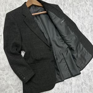 W ＊ 日本製 '極上カシミヤ100%' Aquascutum アクアスキュータム 最高峰 CASHMERE チェック柄 格子柄 テーラードジャケット 96AB5 メンズ