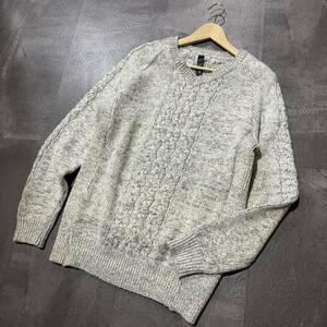 KK☆美品/大きいサイズ!! '日本製' WJK ダブルジェイケイ 長袖 WOOL&COTTON 肉厚 ケーブルニット セーター size:XL メンズ トップス 紳士服