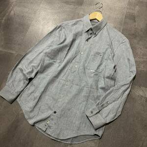 KK☆ 人気モデル!! '日本製' PAPAS パパス 長袖 コットン100%生地 ボタンダウン シャツ 古着 size:48M メンズ トップス 紳士服 ビンテージ