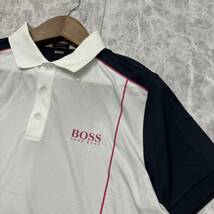 H ＊ 国内正規品 '高級紳士服' 着心地抜群 HUGO BOSS ヒューゴボス 半袖 ストレッチ素材 ポロシャツ sizeL メンズ トップス _画像3