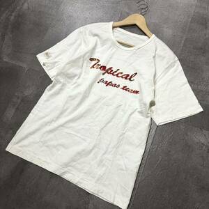 II ☆ ロゴワッペンデザイン!! '日本製' PAPAS パパス MADEMOISELLE NONNON 半袖 クルーネック Tシャツ size:48M 古着 メンズ トップス WHT