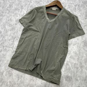 LL@ 人気モデル '高級感溢れる' DRIES VAN NOTEN ドリスヴァンノッテン 半袖 COTTON Vネック Tシャツ / カットソー L 紳士服 トップス 古着