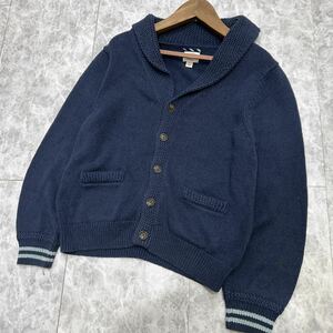 C @ 高級感溢れる '人気モデル' BROOKS BROTHERS RED FLEECE ブルックスブラザーズ COTTON ショールカラー ニット 厚手 カーディガン L　