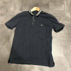 BB V capital .. casual wear ' comfortable eminent ' BURBERRY LONDON Burberry Logo embroidery stretch material polo-shirt with short sleeves size:M men's NAVY