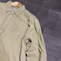 GG ▼ 都会のカジュアルウェア '日本製' Aquascutum アクアスキュータム コットン100% 長袖 ボタン シャツ size:L メンズ トップス beige_画像3