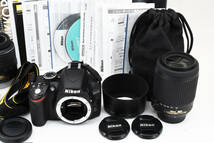 【美品】ニコン Nikon D3200 18-55mm + 55-200mm ダブルレンズキット 【元箱付き・付属品多数】 ♯A6201C50019ICBA_画像3