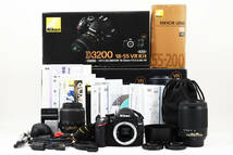 【美品】ニコン Nikon D3200 18-55mm + 55-200mm ダブルレンズキット 【元箱付き・付属品多数】 ♯A6201C50019ICBA_画像1