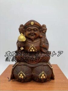 極上品 ★仏教美術 総檜材 木彫仏像 精密細工 切金 仏師で仕上げ品　三面大黒天立像 高さ12cm