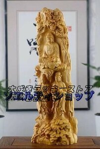 美品★ 黄楊木彫刻西方三聖仏像置物実木21 cm
