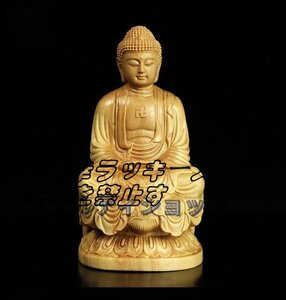 新入荷★ 【極上の木彫】釈迦 如来仏像 ツゲの木彫り天然木 職人手作り