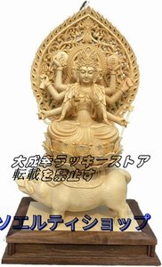 極上品★仏像 摩利支天 座像 騎猪像 木彫仏像 木彫り 木製 桧木 総高35cm