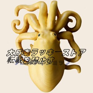 新入荷★極上質 柘植の木製の置物 立体的なタコの木彫 彫刻工芸 手づくり 装飾品 工芸品