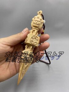 新品！木彫り穢れ金剛杵実木真言宗如法木彫法器降魔杵自動車ストラップ