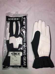 ★ FET 3D Light Weew Wews Racing Glove Bk/WHT XL Size Новый неиспользованный