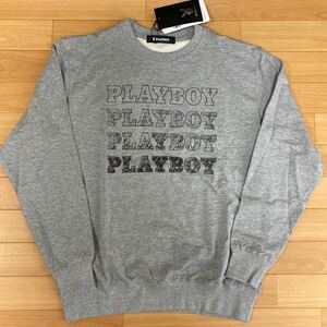 LL プレイボーイ PLAYBOY 新品トレーナー スエット 長袖トップス グレー 薄手 メンズ 紳士 アウトドア スポーツ ゴルフウェア golf 