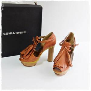 訳有 未使用■SONIA RYKIEL ソニアリキエル■イタリア製 37■タッセル 厚底 パンプス■