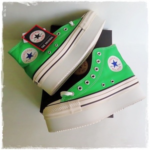 未使用■CONVERSE ALLSTAR CHUNKY LINE HI■コンバース オールスター チャンキーラインハイ■ライトグリーン■厚底