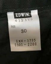 ■EDWIN　エドウィン　412XVS　パンツ　ブラック　シューカット　３０インチ_画像7