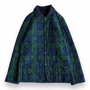 英国製 LAVENHAM ラベンハム WA-AW05 ブラックウォッチ キルティング ジャケット チェック 中綿 カバーオール ハーフ丈 36 グリーン系