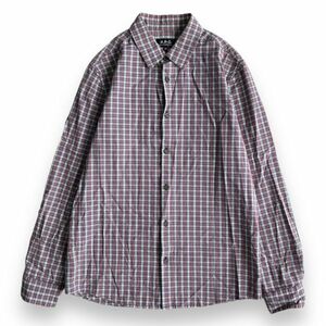 国内正規 A.P.C. アーペーセー 長袖 コットン チェック シャツ ロングスリーブ トップス カットソー カジュアル 薄手 XS レッド系