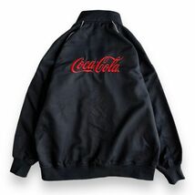 希少 Coca-Cola コカ・コーラ 刺繍 ロゴ ポリエステル コットン ワーク ジャケット 企業物 作業着 ワークウェア アウター L ブラック 黒_画像7