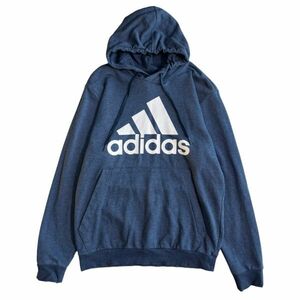 adidas アディダス 裏パイル コットン ポリエステル スウェット プルオーバー パーカー フーディー フード トップス 古着 XO ブルー系