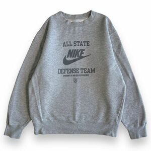 00s NIKE ナイキ 両面 プリント クルーネック コットン スウェット トレーナー 裏起毛 バックプリント トップス 古着 L アッシュグレー