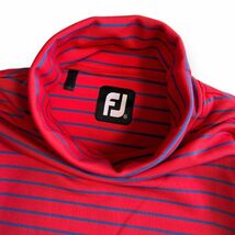 Footjoy フットジョイ 刺繍 ロゴ ボーダー タートルネック ポリエステル Tシャツ ストレッチ ロンT トップス カットソー M レッド系_画像3