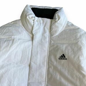 adidas アディダス DY DOWN JKT ナイロン スタンドカラー ダウン ジャケット プリント ロゴ ジップアップ ジャンパー M ホワイト 白の画像2