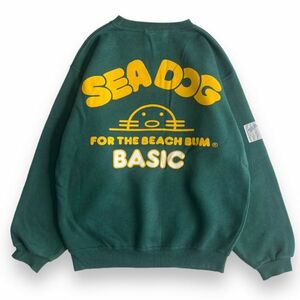 日本製 SEADOG シードッグ 裏起毛 バック プリント クルーネック コットン スウェット トレーナー トップス 湘南 1 グリーン 緑