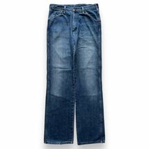 日本製 Wrangler ラングラー 5ポケット 革パッチ ストレート デニム パンツ ジーパン ジーンズ アメカジ 古着 32 インディゴブルー_画像3