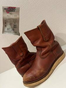 ★USA製★RED WING★レッドウィング★PECOS★ペコスブーツ★レザー★本革★プルオン★ワーク★ブラウン★茶色★US6★24.0cm相当★