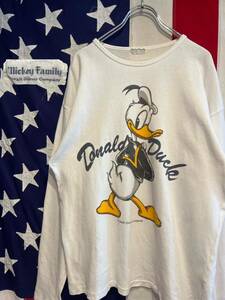 ★90s★Mickey Family Walt Disney Company★ドナルドダック★長袖Tシャツ★ロンＴ★ホワイト★白★XLサイズ相当★ヴィンテージ★