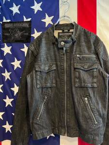 ★TRUE RELIGION★トゥルーレリジョン★CHAD JACKET★ブラックデニムジャケット★シングルライダース★フルジップ★ブルゾン★黒★Mサイズ