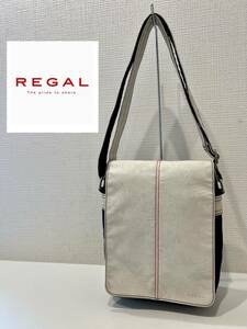 ★REGAL★リーガル★ショルダーバッグ★斜め掛け★肩掛け★フェイクレザー★ワンポイントロゴ★トリコロールカラー★白×紺×赤★