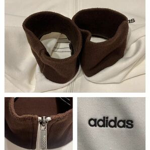 ★00s★adidas★アディダス★トラックジャケット★トラックトップ★ジャージ★ワンポイントロゴ★刺繍ロゴ★三本ライン★白×茶色★Mサイズの画像7