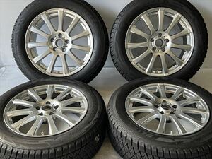 中古 ホイールタイヤ 4本 225/60R17 2014年製 9分山 阿部商会 ティラードα スタッドレス タイヤ ブリヂストン ブリザック DMV-2