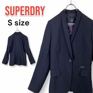 【レア】極度乾燥しなさい Superdry スーパードライ テーラードジャケット Sサイズ ブラック 黒 匿名配送