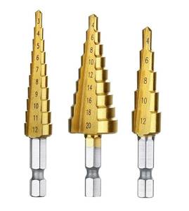  is chair steel step drill titanium coating wood resin . metal drilling 3-12mm/4-12mm/4-20mm 3 pcs set 