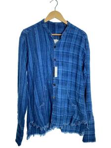 GREG LAUREN◆50/50 INDIGO STRIPE PLAID STUDIO SHIRT 長袖シャツ/3/IDG/チェック