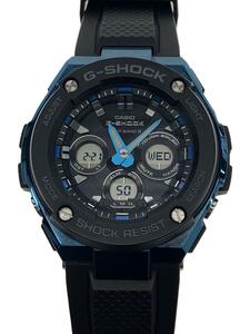 CASIO◆ソーラー腕時計・G-SHOCK/デジアナ/ラバー/BLK/BLK