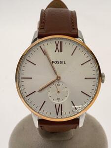FOSSIL◆クォーツ腕時計/アナログ/レザー/SLV/BRW/ES5176MSET