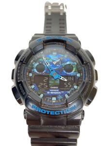 CASIO◆クォーツ腕時計・G-SHOCK/デジアナ/ラバー/BLU/BLK