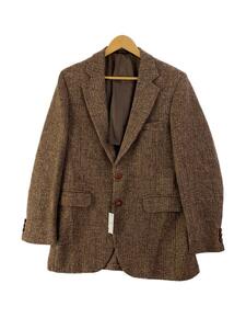 HARRIS TWEED◆テーラードジャケット/-/ツイード/BRW/80s頃/ACTWUタグ/クルミボタン